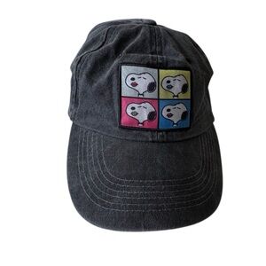 Peanuts Trucker Hat Baseball Cap Black Distressed Cap Snoopy Patch